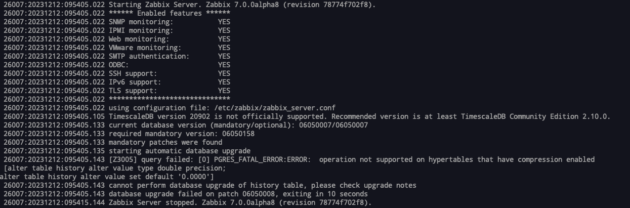 ZBX-23146] TSDB upgrade doesn't work